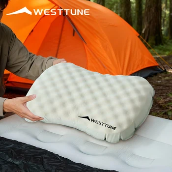 WESTTUNE Camping-aufblasbares Kissen, tragbar, komprimierbar, faltbar, Eis-Sillky-Kissen, Outdoor-Reisekissen