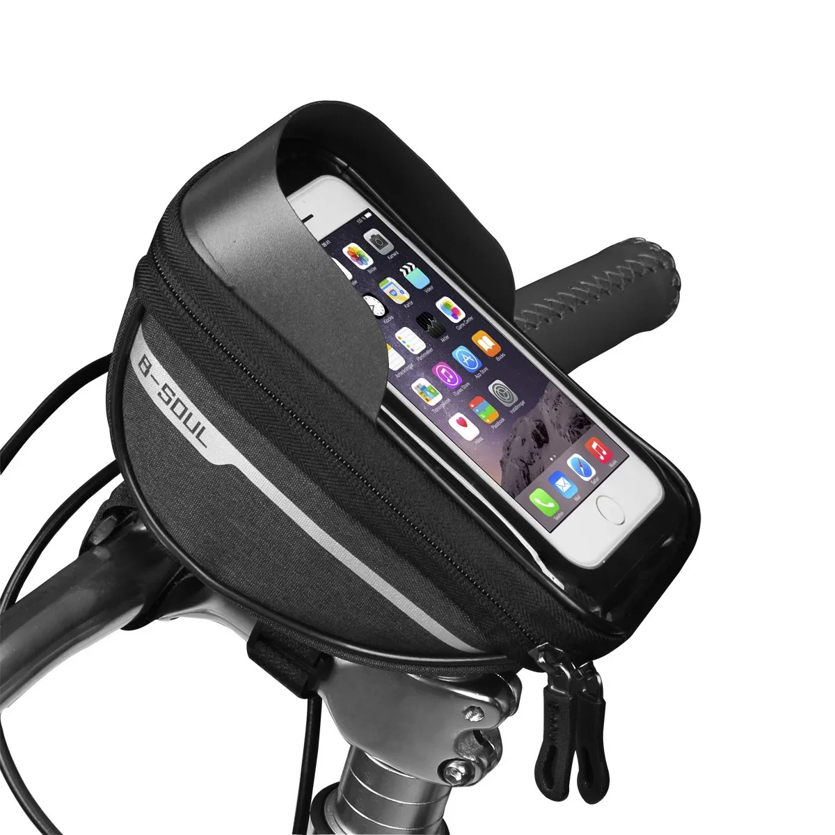 Wasserdichte Touchscreen-Fahrradlenkertasche mit Sonnenschutzabdeckung 1L Polyester Fahrrad-Handytasche
