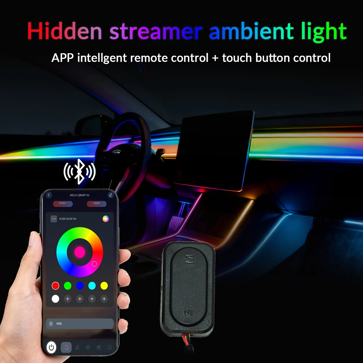 18-in-1 Vollfarbige Streamer-Auto-Ambientebeleuchtung RGB 64 Farben – Bild 2