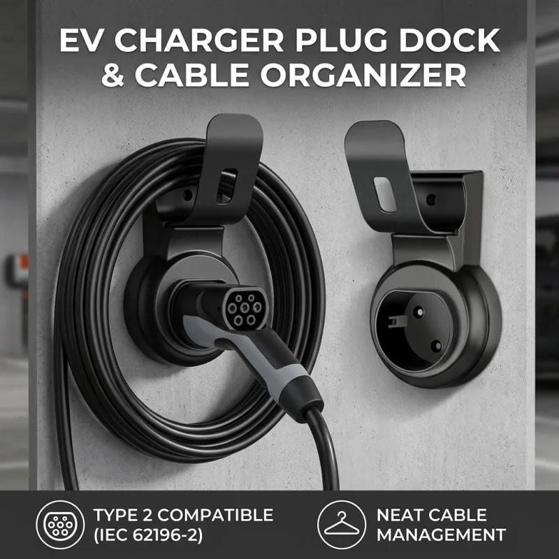 EV-Kabel-Organizer Wandhalterung Typ 2 Steckerhalter Elektrofahrzeug-Aufbewahrungshaken Garage Auto-Zubehör