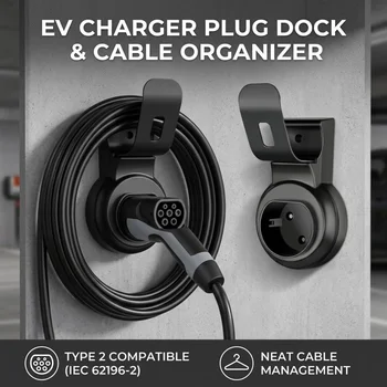EV-Kabel-Organizer Wandhalterung Typ 2 Steckerhalter Elektrofahrzeug-Aufbewahrungshaken Garage Auto-Zubehör