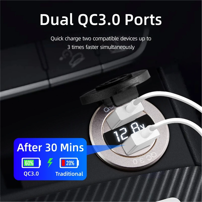 USB-Autoladegerät-Anschluss USB für Auto 12 V Steckdose Schnellladung – Bild 4