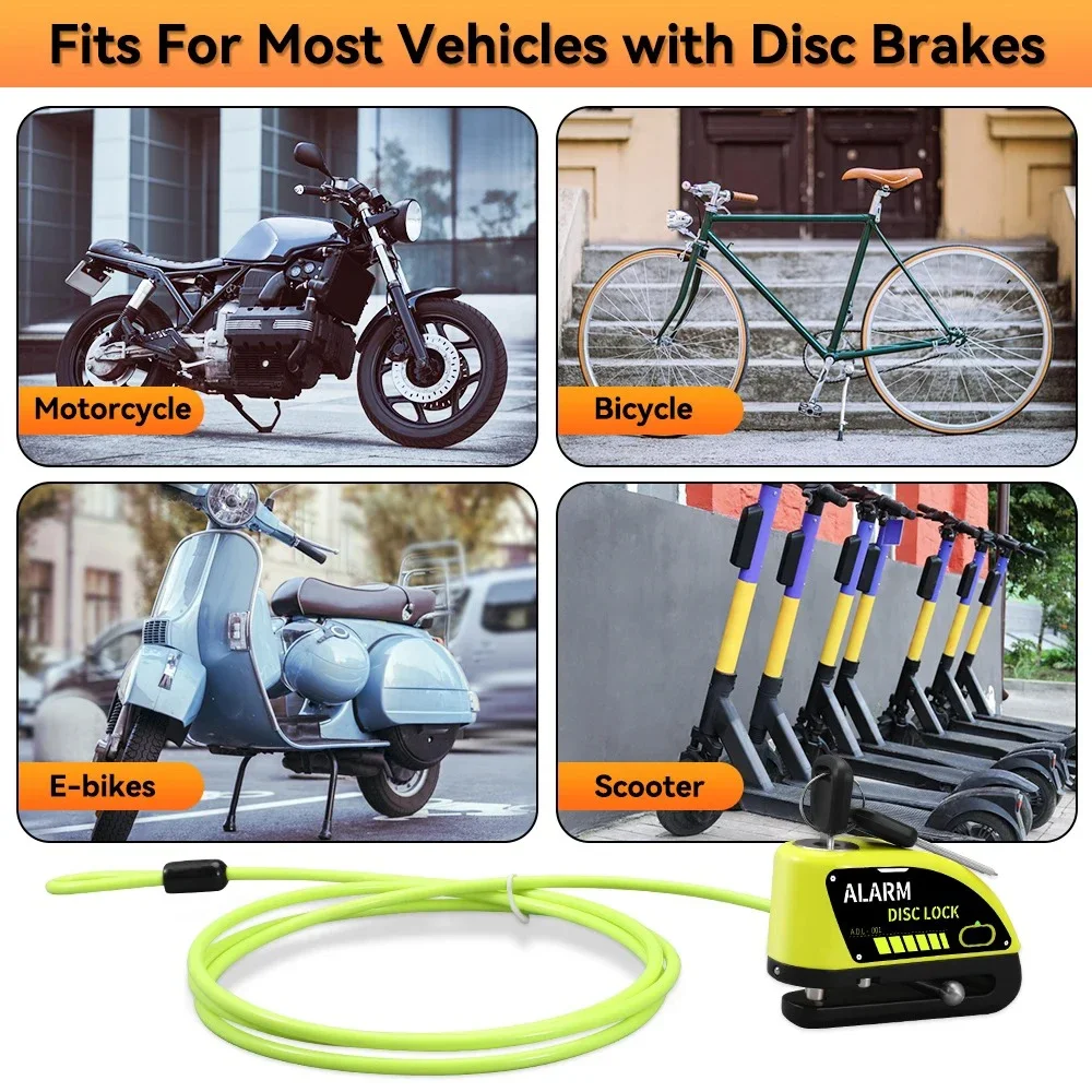 Anchtek Motorrad wiederauf ladbare Disc Lock Alarm 120db Fahrrad – Bild 6