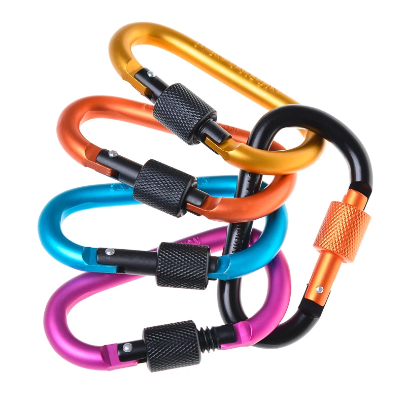 Karabinerhaken mit Schraubtor, 4 Stück Karabiner, Wanderklammern – Bild 6