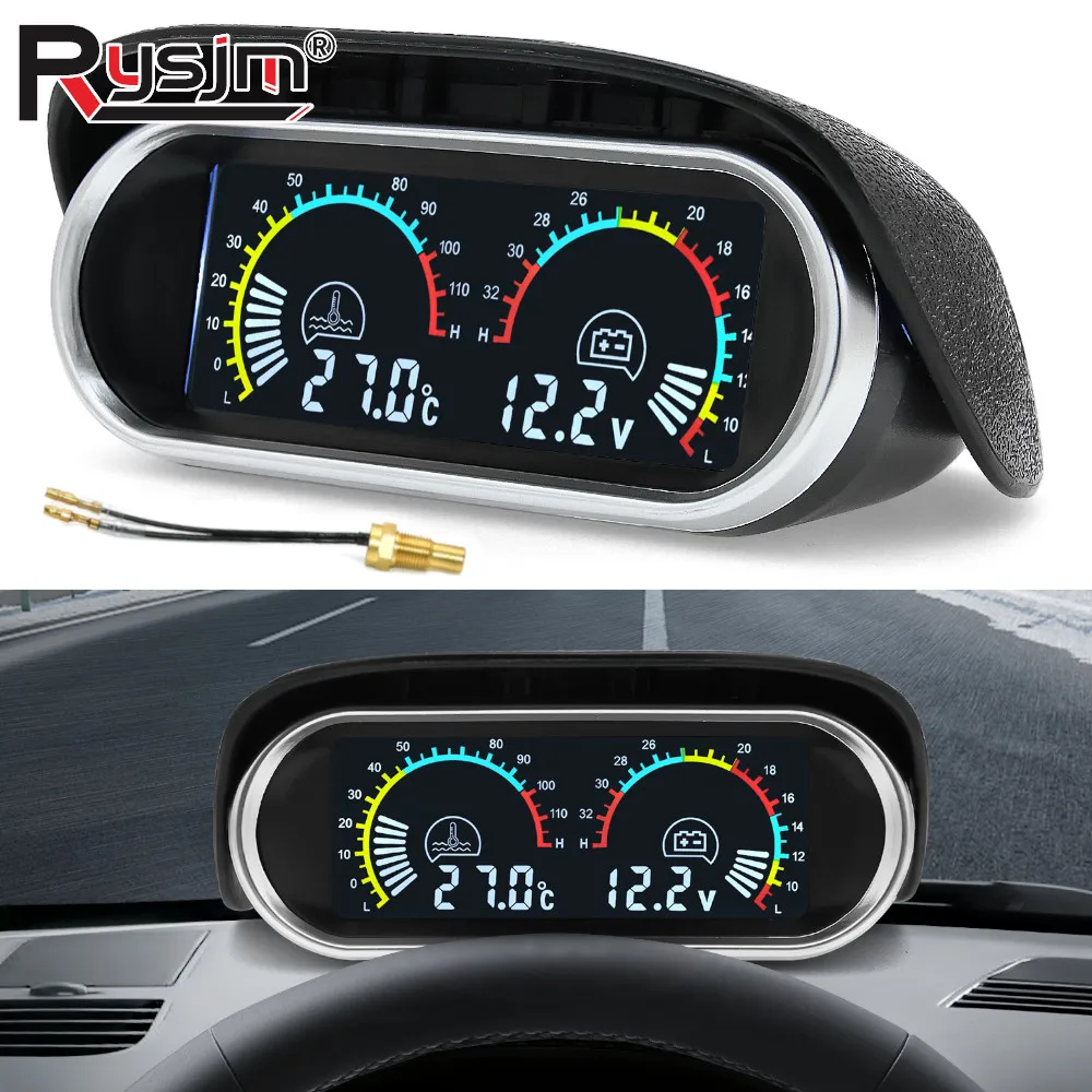 12V/24V 2-in-1 LCD-Anzeige für Auto und LKW: Wassertemperaturanzeige – Bild 2