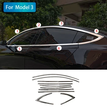 Auto Zubehör Für Tesla Modell Y 3 2017-2023 stahl Chrom schwarz Carbon Außen Fenster Molding Streifen
