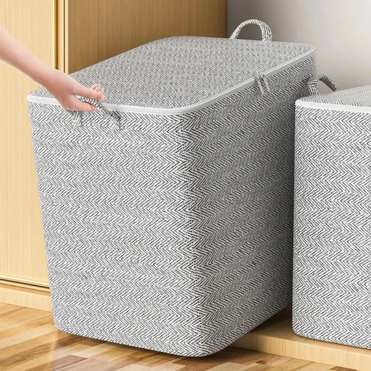 Robuste, extra große, faltbare Aufbewahrungstasche mit Reißverschluss - waschbare Organisation für Kleidung