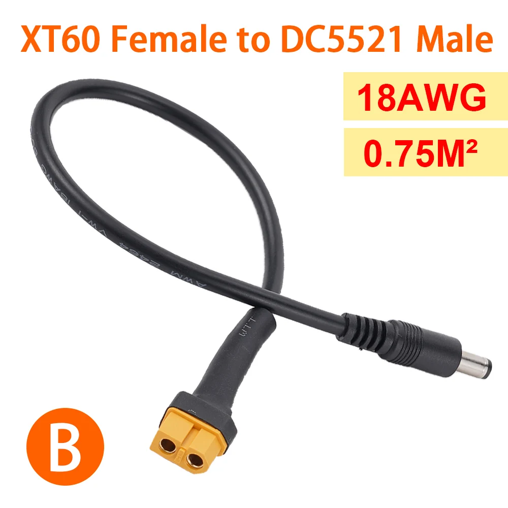Solar Connection Line XT60 Stecker/Buchse auf DC5521 18AWG Stromkabel-Adapter