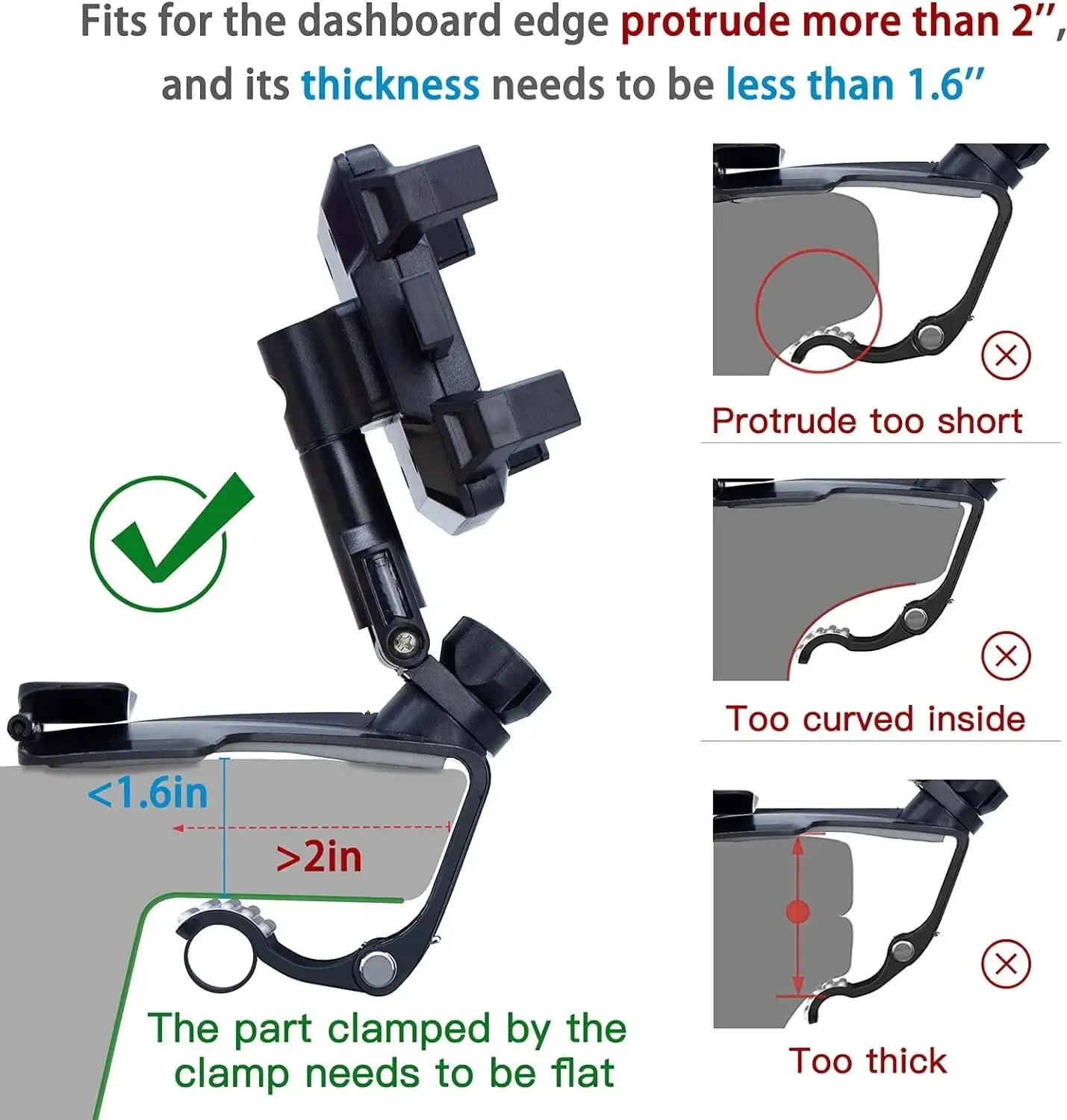 Kfz-Handyhalterung für Armaturenbrett, 1200 ° Rotierender Handyhalter – Bild 4