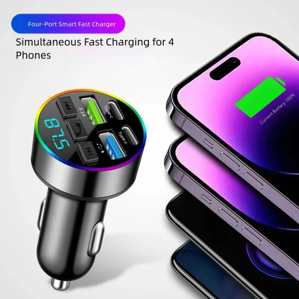Bluetooth 5.0 FM-Transmitter Freisprech-Autoladegerät 3,1 A USB PD – Bild 6