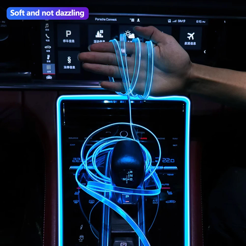 1-5m Auto Innen Atmosphäre Beleuchtung LED Streifen 5V DIY Flexible EL Kaltlicht Linie Rohr mit USB Auto
