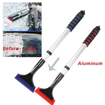 Ausziehbarer Schneebürsten-Eiskratzer aus Aluminium für die Windschutzscheibe des Autos. Extra langes Design