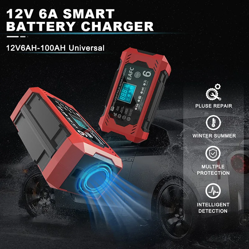Autobatterie-Ladegerät 6a 12v Auto und Motorrad Batterie ladegerät – Bild 5