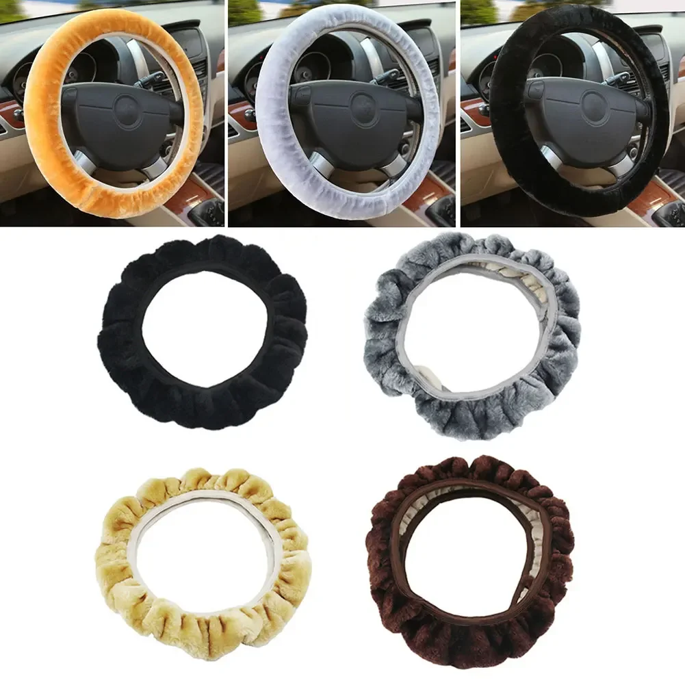 Universal Auto Auto Lenkrad abdeckung warm weich Fuzzy Plüsch Winter – Bild 2