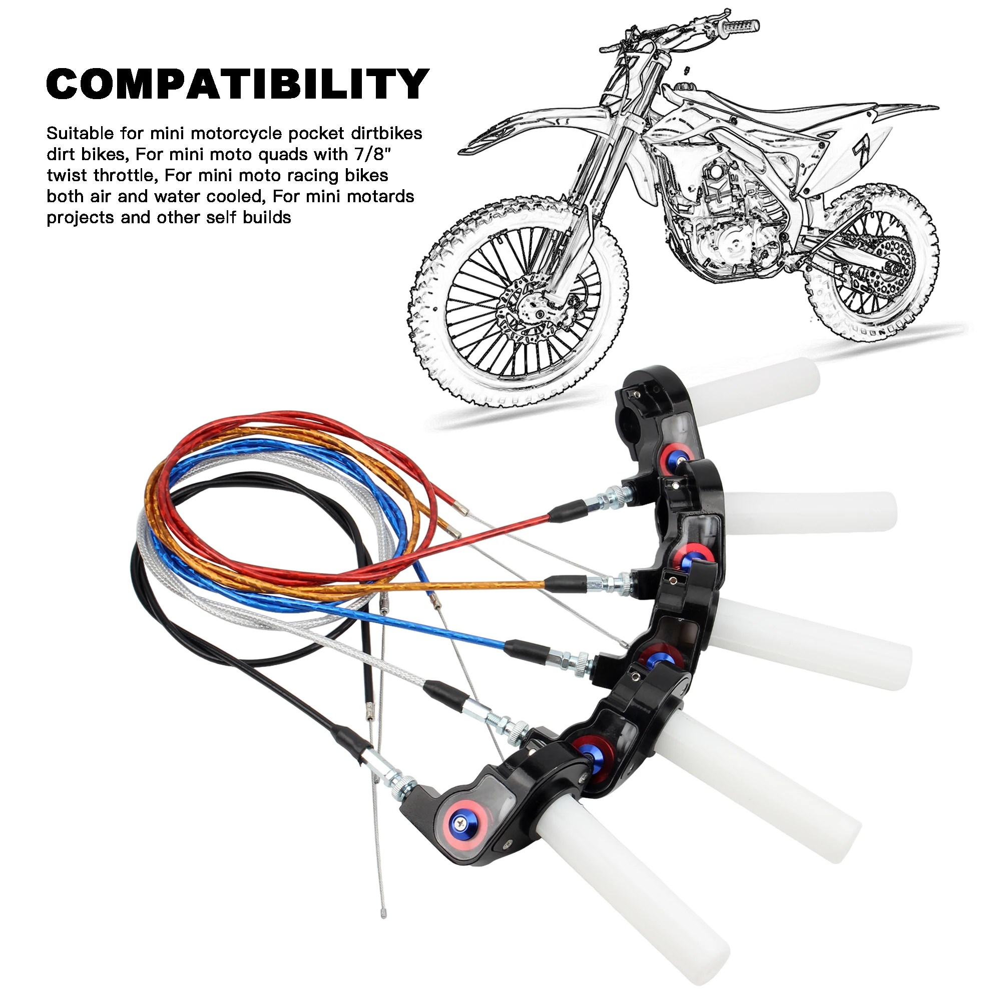 7/8 "22mm Motorrad Quick Twist Gas Gasgriff Griffe Mit Gaszug 1200mm – Bild 3