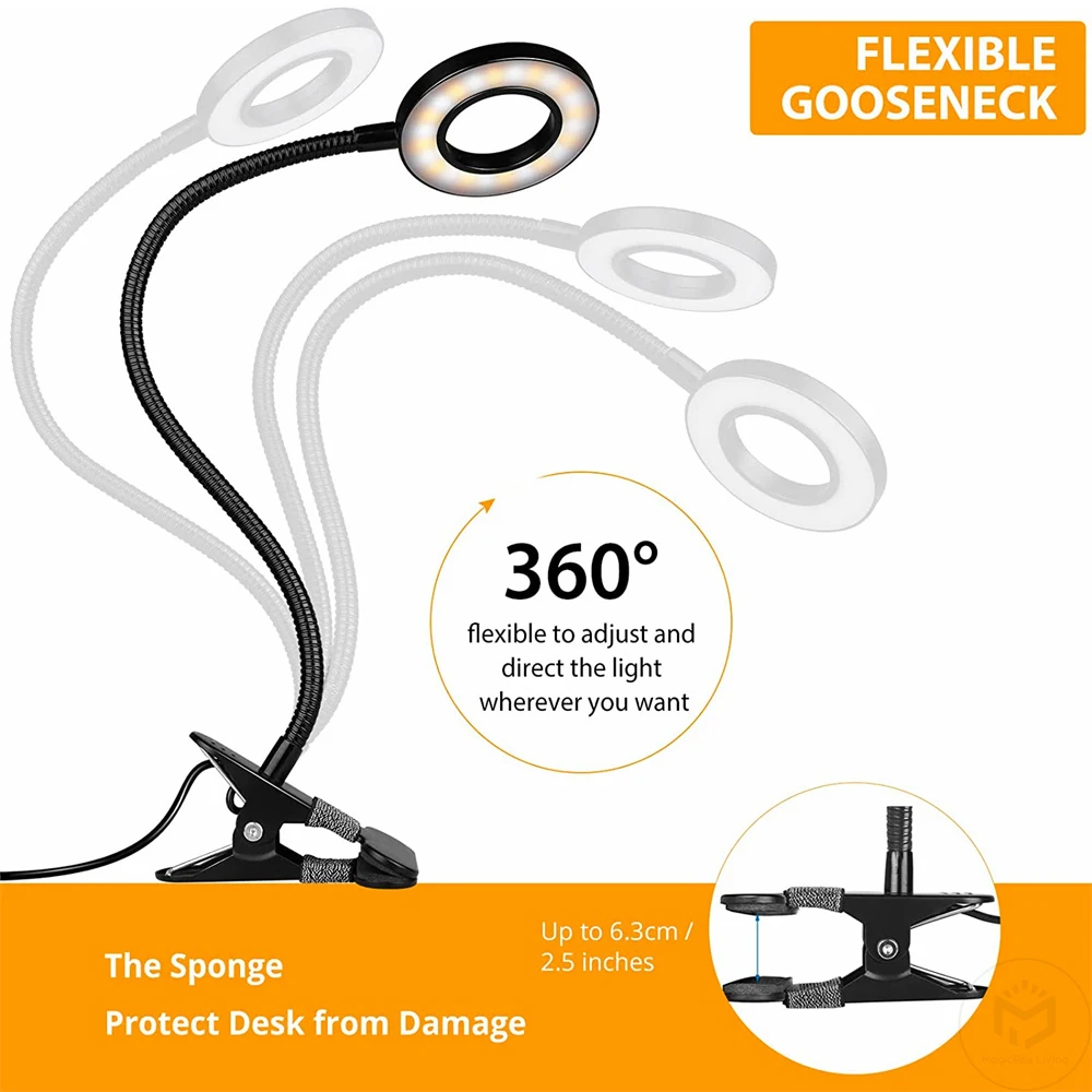 48 LED USB Buchlicht Clip Schreibtischlampe Leseleuchte mit 3 – Bild 6
