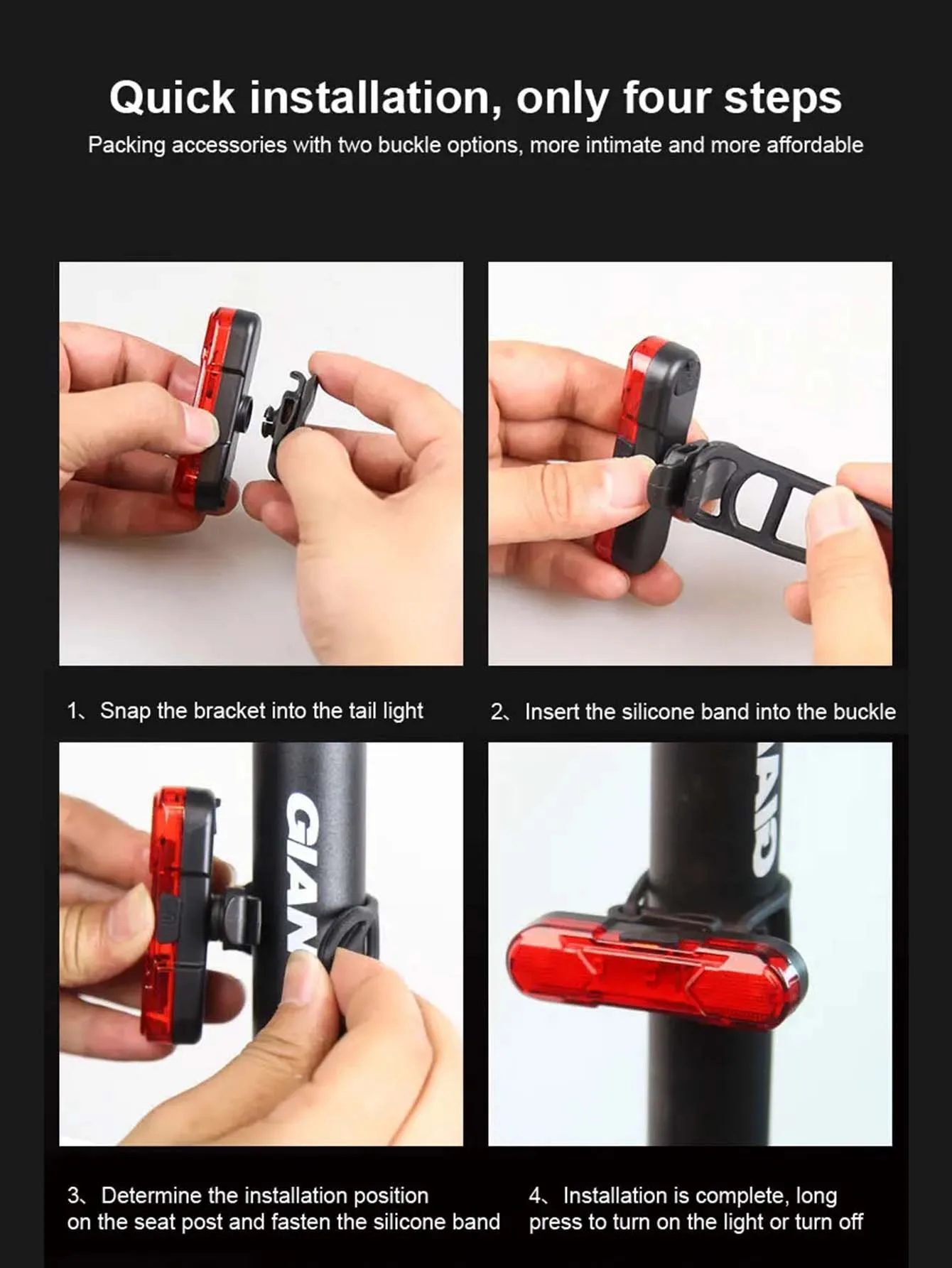 Wasserdichte LED Fahrrad Licht USB Aufladbare Fahrrad Schwanz – Bild 6