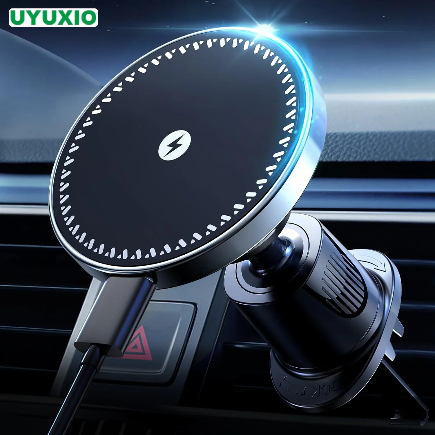 Magnetischer kabelloser Auto-Ladehalter 15 W für Lüftungsgitter, iPhone