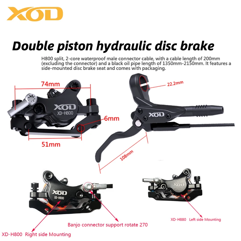 XOD H800/H880 Elektroroller, hydraulische Scheibenbremse für KUKirin – Bild 5