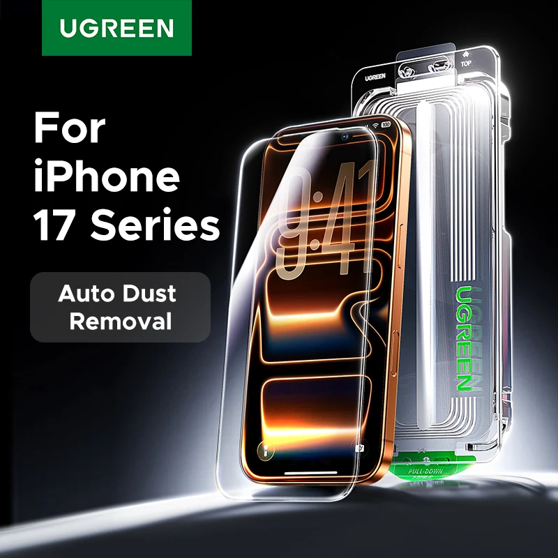 UGREEN 2PCS Automatische Staub-freies Screen Protector Für iPhone 17 Pro Max Gehärtetes Glas Für iPhone 17 16