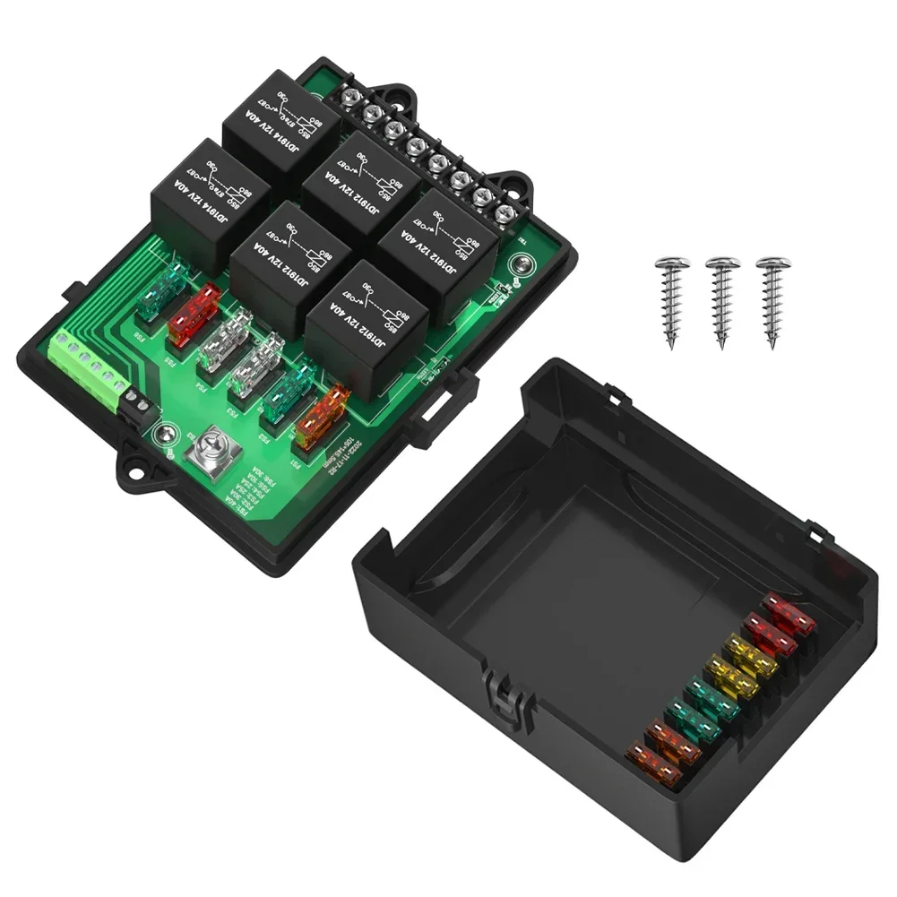 Mit 6-Wege-Relais und 14 x ATC/ATO-Flachsicherungen, 12-Volt-Sicherungskasten, Relaiskasten