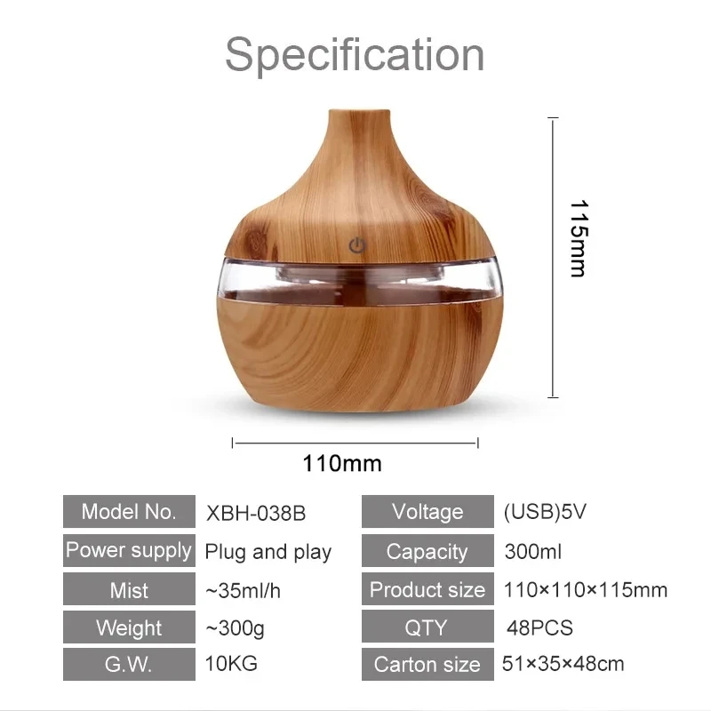 Luftbefeuchter Elektrische Aroma Air Diffusor Holz – Bild 5