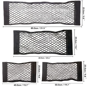 Auto Zurück Hinten Mesh Kofferraum Sitz Elastische String Net Magie Aufkleber Universal Lagerung Tasche Käfig