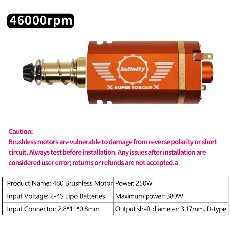 Infinity 480 Bürstenloser Motor 4150/3350/2850KV 2-4S für Airsoft-Pistolen, elektrische Wasserball-Kugelteile