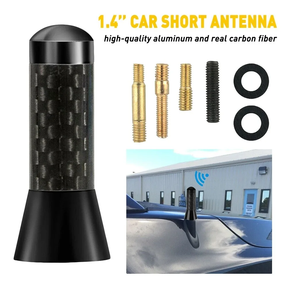 Marke Neue Carbon Faser Schraube Metall Kurze Stubby Mast Antenne Auto – Bild 3