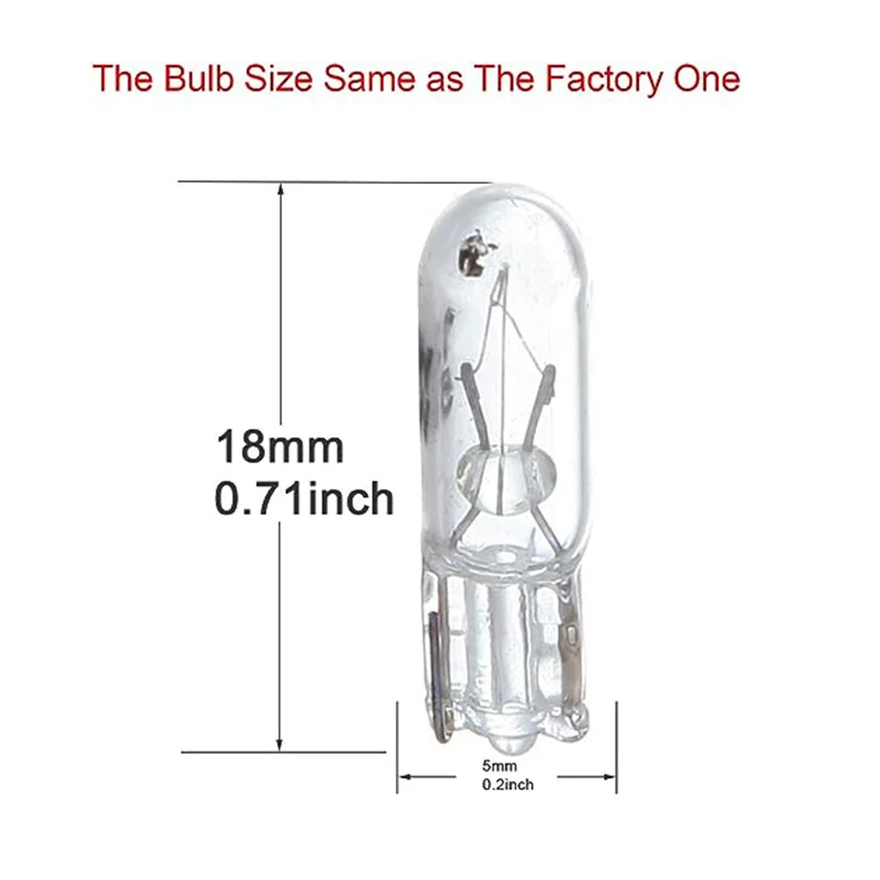 T5 12 v 1,2 watt W2W Auto Halogen Lampe Instrument Lichter (10 Stück) – Bild 2