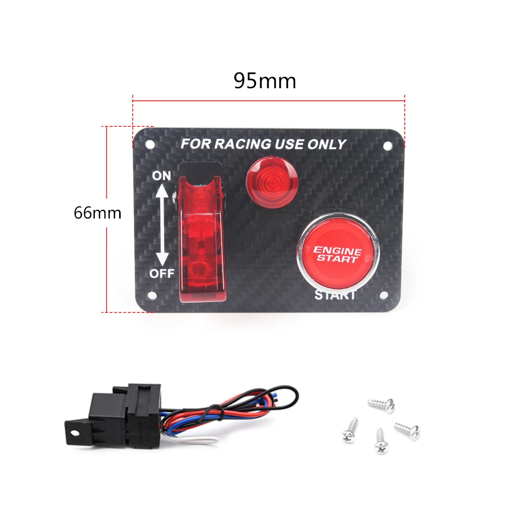True Carbon Fiber 12V Racing Auto Zündschalter Panel Motor Start Stop Zündung Push Tasten LED Kippschalter