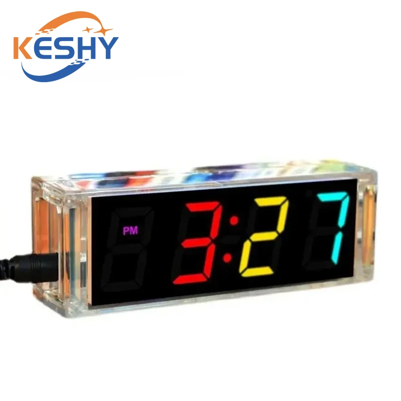 Elektronische Uhr DIY KIT LED Mikrocontroller Kit Digitaluhr Zeit Lichtsteuerung Temperatur Thermometer Diy