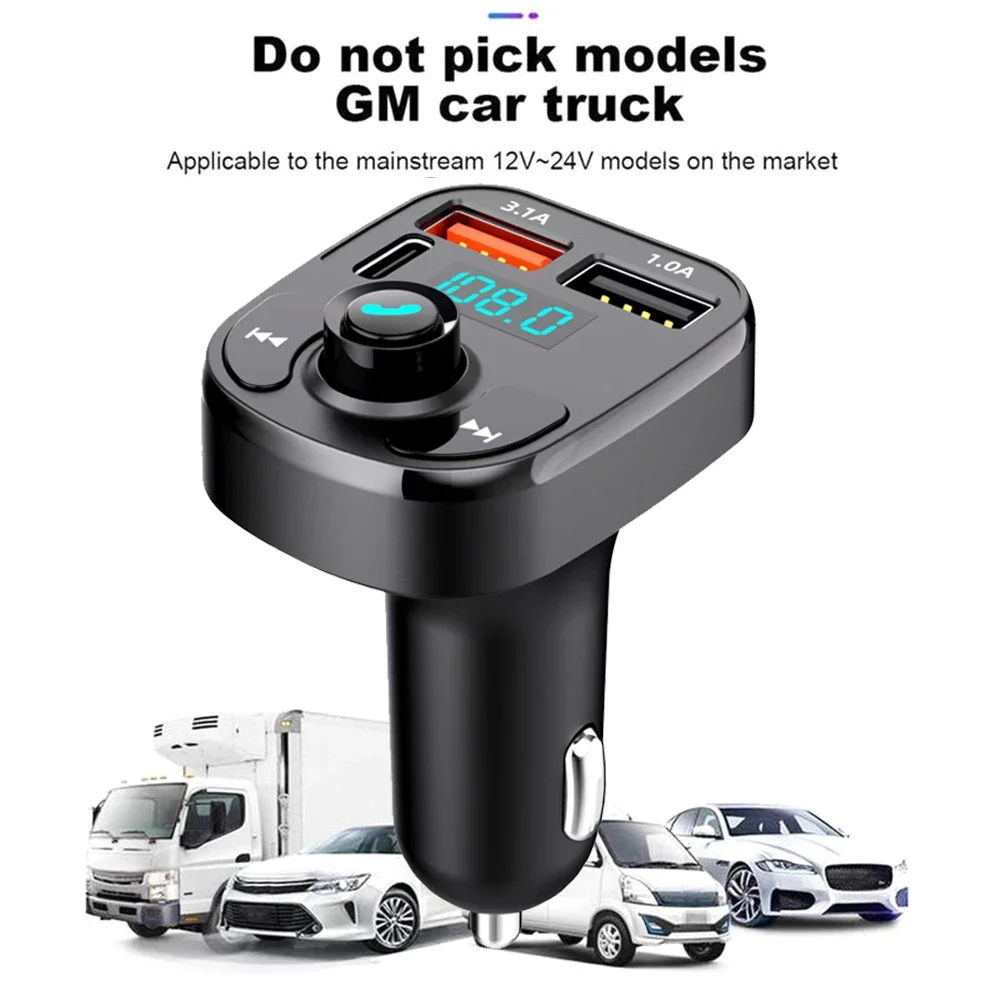 Bluetooth 5.0 Auto FM-Transmitter Aux Freisprecheinrichtung Kabelloses – Bild 2