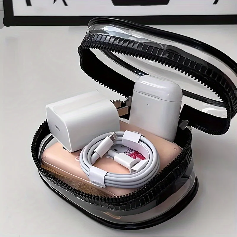 Tragbare Mini-Aufbewahrung tasche mit durchsichtigem Reiß – Bild 3