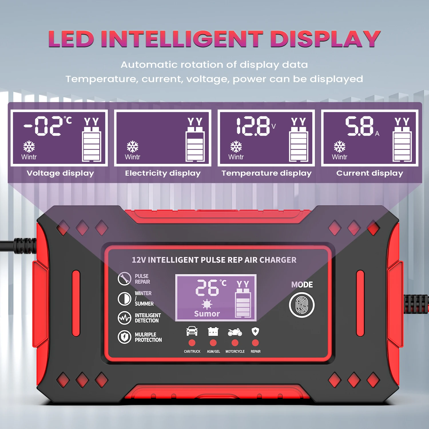 6A 12V Intelligentes Autobatterie-Ladegerät Auto – Bild 5
