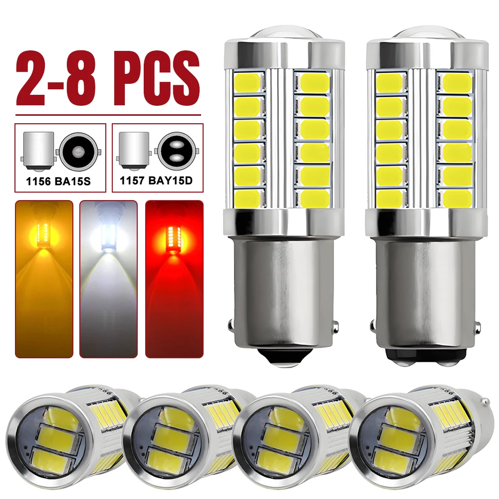 P21W Ba15s 1156 Bay15d 1157 LED Birne Blinker DRL Nebel Schwanz Bremse Reverse parkplatz Lampen 12V 33SMD