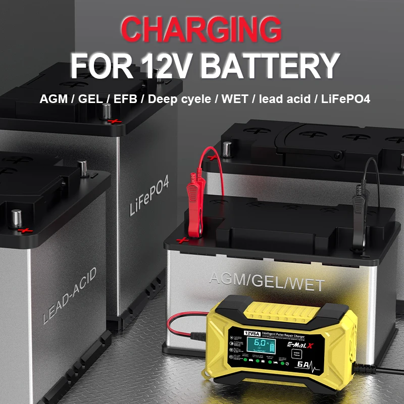 12V 6A Auto Batterie Ladegerät Puls Reparatur LiFePO4 14,6V Smart – Bild 6