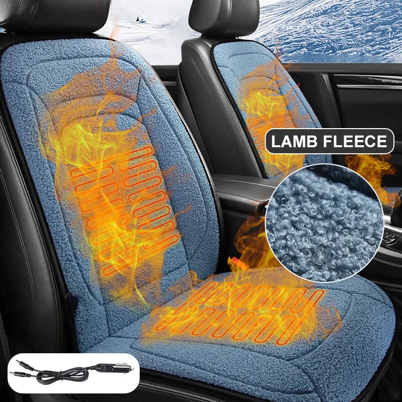 Beheizter Autositzbezug 12V Schnellheizender Sitzkissen Warmer Plüsch Autositz-Heizbezug Sitzschutz