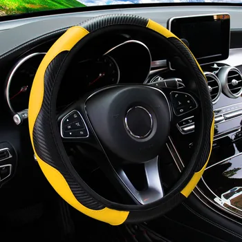 Universal Fit PU Carbon Faser Leder Auto Lenkrad Abdeckung 14,5-15 Zoll Kein Innenring Erforderlich Fahrzeug