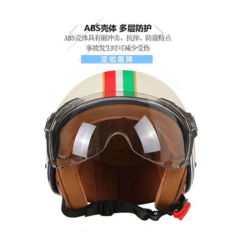 Open Face 3/4 Motorrad Helm Retro Motorrad Helme Vintage Chopper – Bild 2