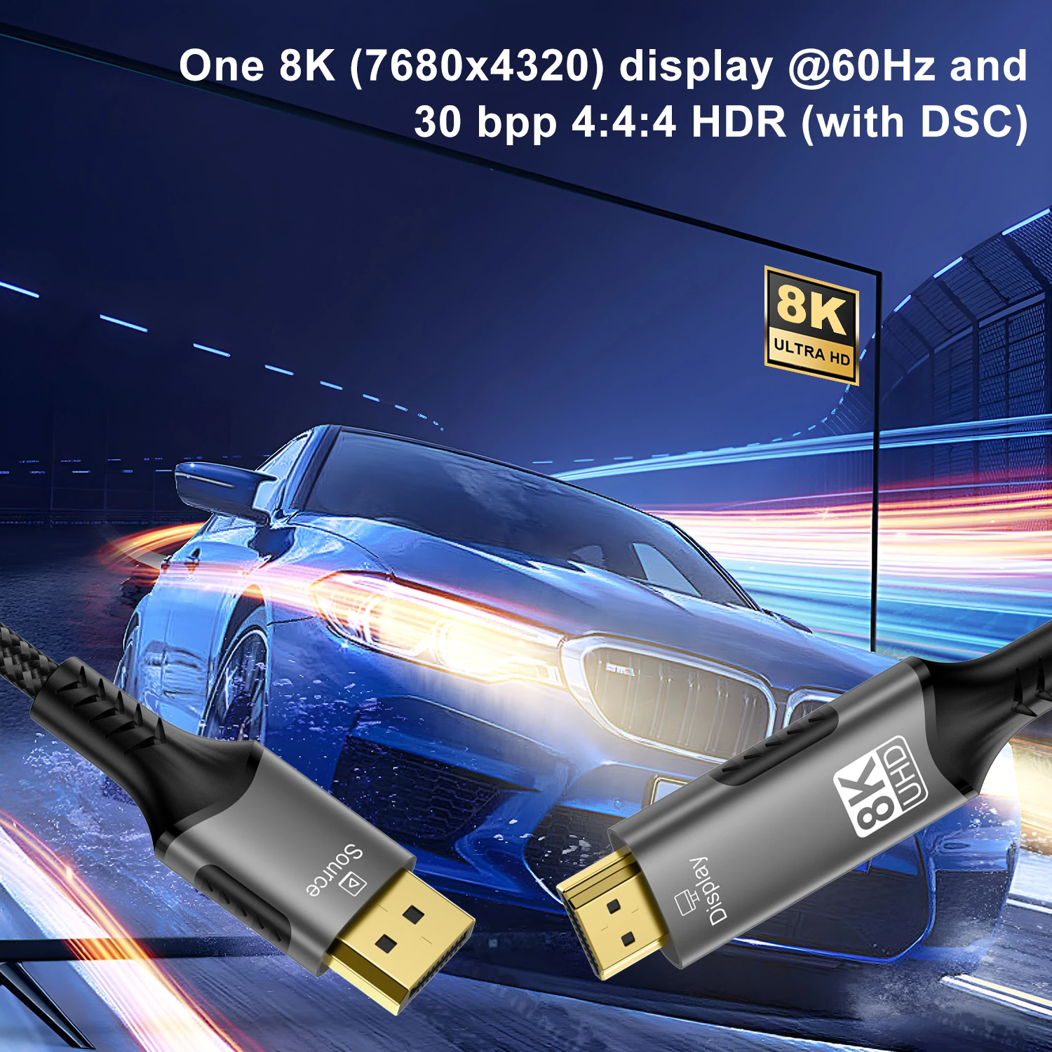 DisplayPort zu HDMI-kompatibles Kabel DP1.4 zu HDMI 2.1 Konverter – Bild 3