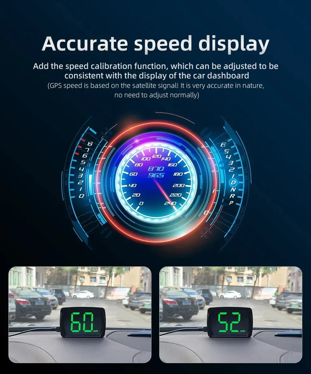Y03 Universelles Auto-HUD-Head-Up-Display, digitaler Tachometer, große – Bild 3