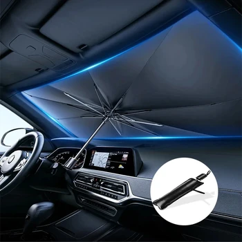 Auto Sonnenschirm Regenschirm Frontscheibe Silber Kleber Sonnenschirm Regenschirm UV-beständig Klapp Auto