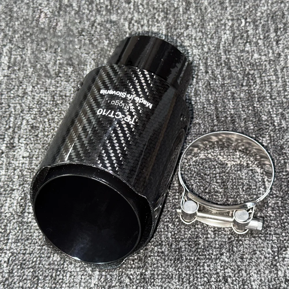 Auto-Tuning Einzelauspuff-Endrohr Schwarz Glänzend Carbonfaser – Bild 5