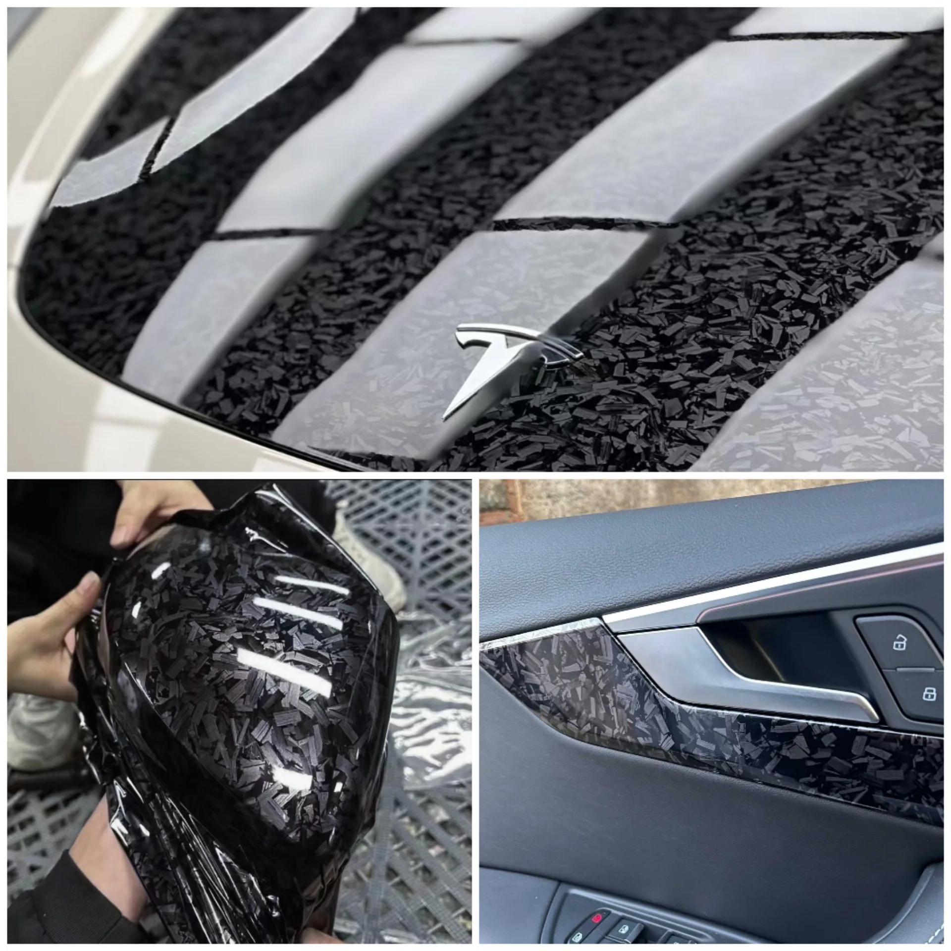 Glänzend schwarz geschmiedete Kohlefaser Vinyl Car Wrap Ghost Camo – Bild 2