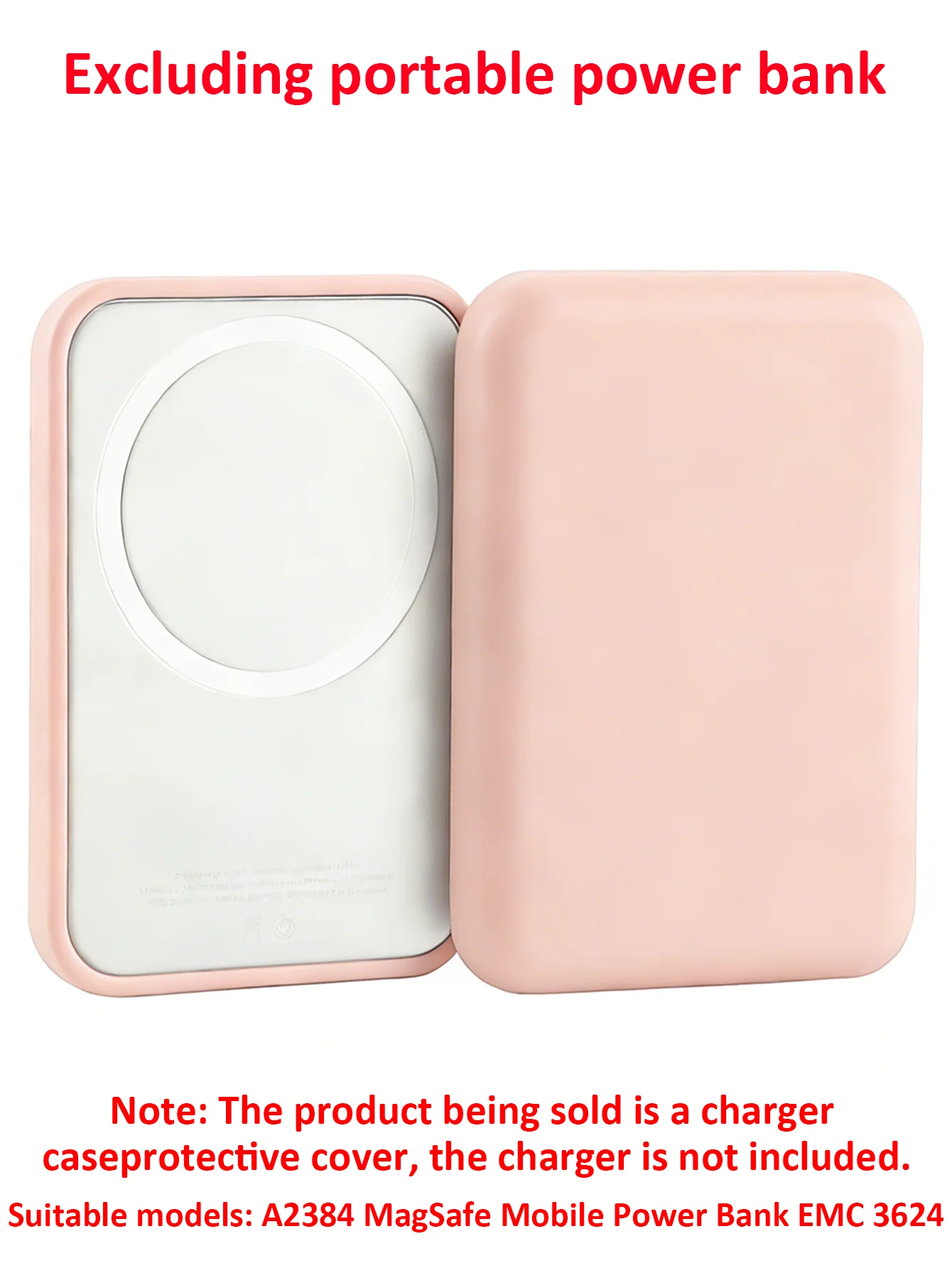 1 Rosa TPU-Ladehülle, Kompatibel mit Apples MagSafe Kabelloser Powerbank