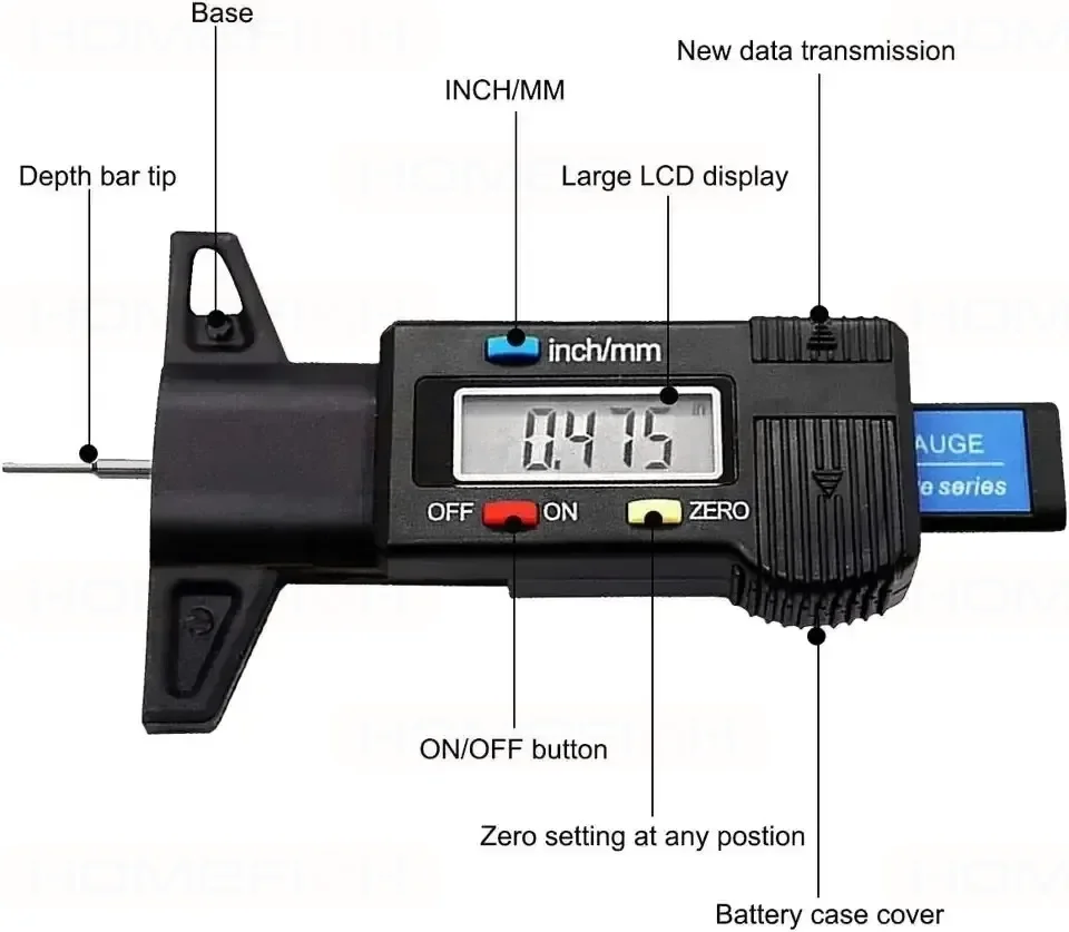 Digitale Tiefenmesser Messschieber Profiltiefenmesser LCD Reifen Profil Gauge Für Auto Reifen 0-25mm Messgerät