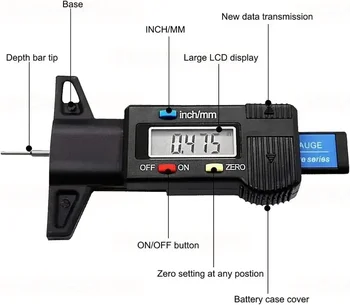 Digitale Tiefenmesser Messschieber Profiltiefenmesser LCD Reifen Profil Gauge Für Auto Reifen 0-25mm Messgerät