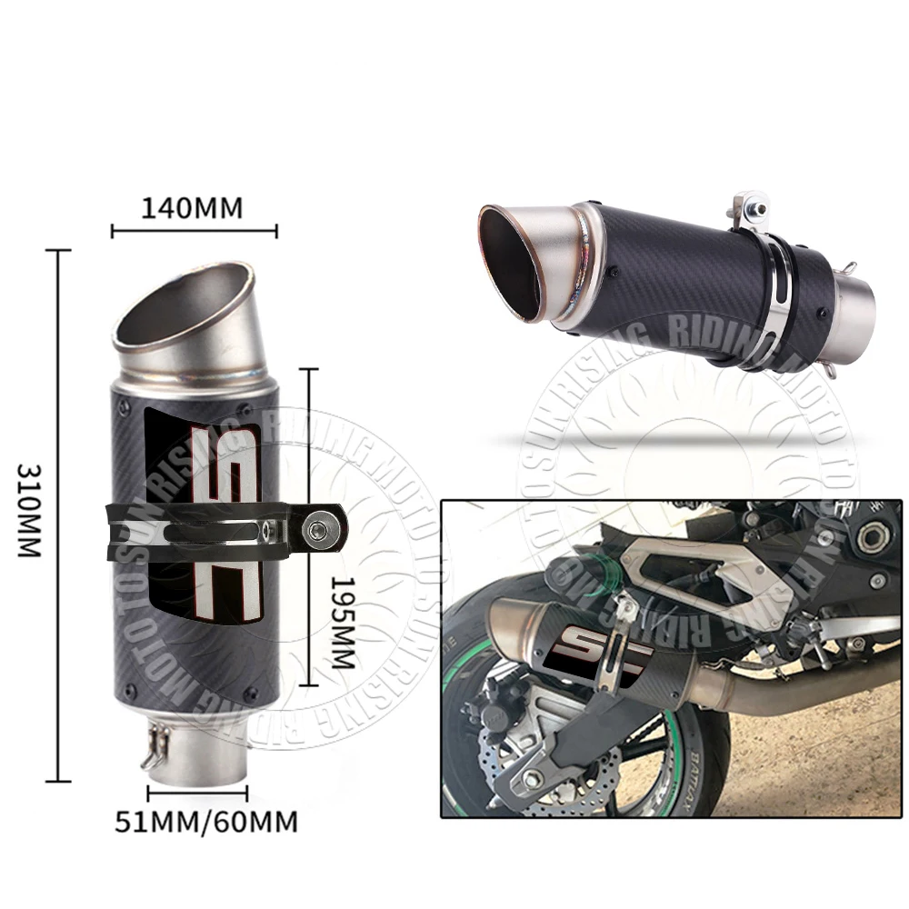 51/60/63mm Edelstahl SC Motorrad Auspuff Escape & DB Killer Für Gp – Bild 4