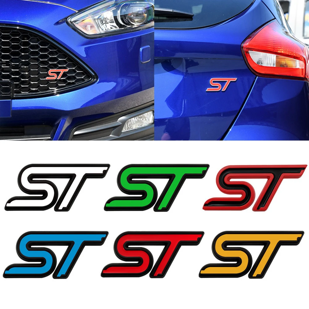 3D Metall ST Linie Kühlergrill Emblem Abzeichen Auto Kopf Stamm Aufkleber Für Ford Focus Mondeo Fiesta